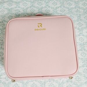 Relavel Pink Travel Makeup Organizer Hard Shell Coquette Minimalist Clean Girl